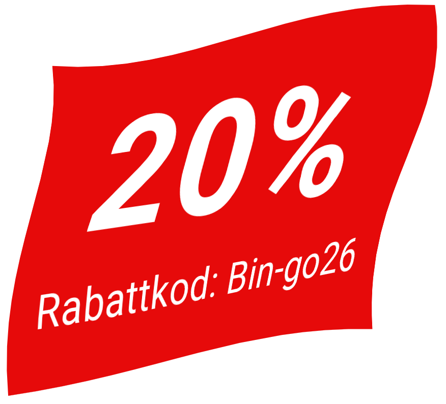 20 % rabatt med rabattkod Bin-go26